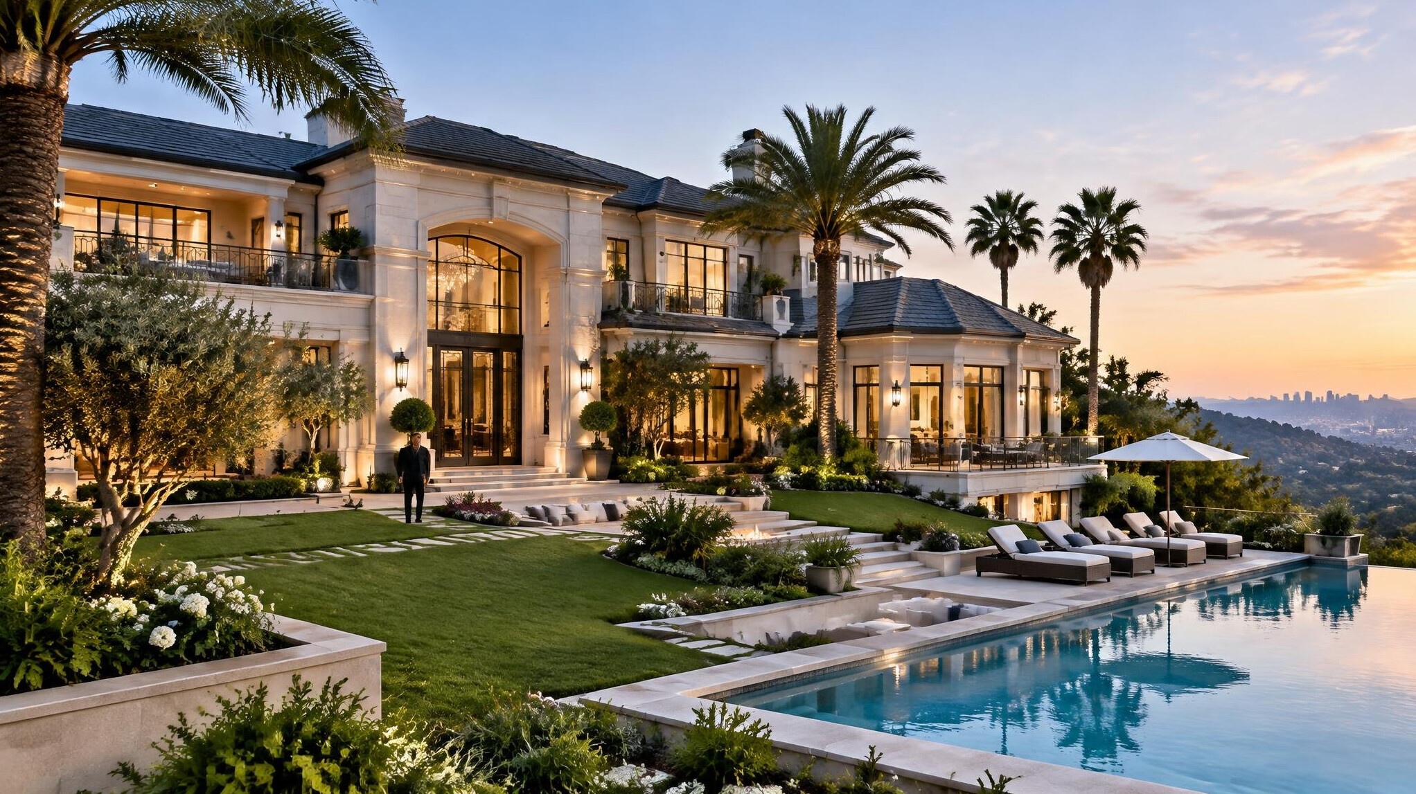 luxury celebrity mansion exterior