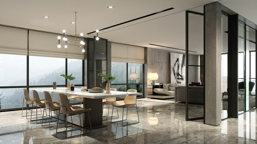 luxury living room with chandelier